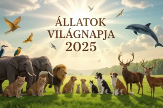 Különböző állatok csoportja a természetben, a háttérben napfény és zöld fű.