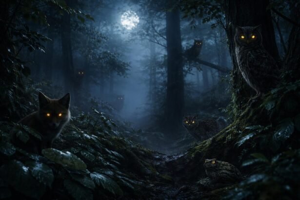 Éjszakai ragadozók és rejtőzködő fajok árnyékos környezete, láthatatlan alkalmazkodásokkal körülvéve