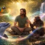 Különböző állatok beszélgetést szimulálnak emberi arckifejezésekkel és összetett hangkifejezésekkel a tudományos megfigyelések kontextusában.