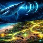 Állatok közötti kommunikációt ábrázoló, élénk, részletekkel teli jelenet, zajok nélkül