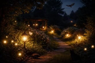 Éjszakai kert világítása és az élővilág közti fényszennyezési hatás a vadonban