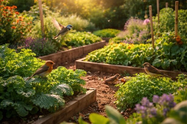 Madár a kertben, amely természetes egyensúlyt teremt rovarok ellen, vegyszermentesen.