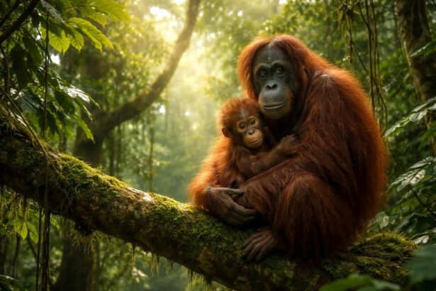 Orangutánok Borneón és Szumátrán az esőerdők fenyegetett lakói, küzdenek megóvásért
